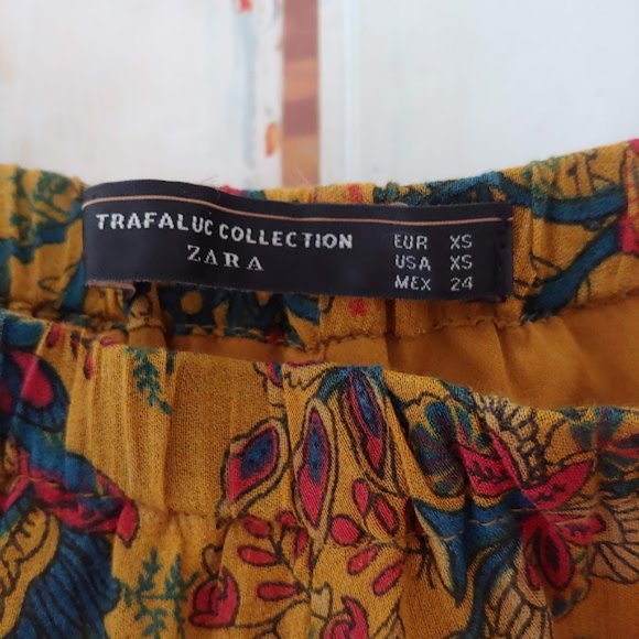 ZARA trafaluc collection multi color boho stretch waist short/XS/mustard, blue - Picture 6 of 6